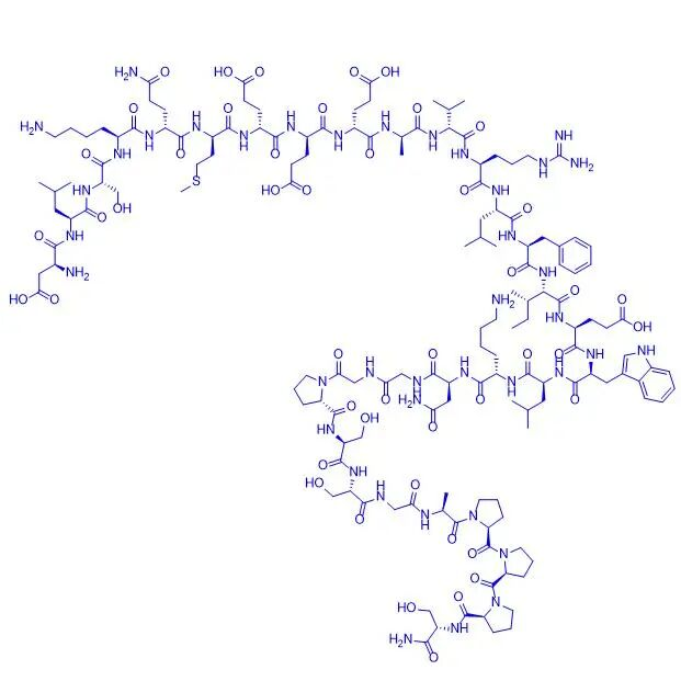 Avexitide(Exendin(9-39) amide)는 전 세계적으로 가장 빠르게 발전하는 GLP-1 수용체 길항제입니다. 이는 C 말단 아미드 변형이 있는 31개의 아미노산으로 구성된 선형 폴리펩티드입니다.
